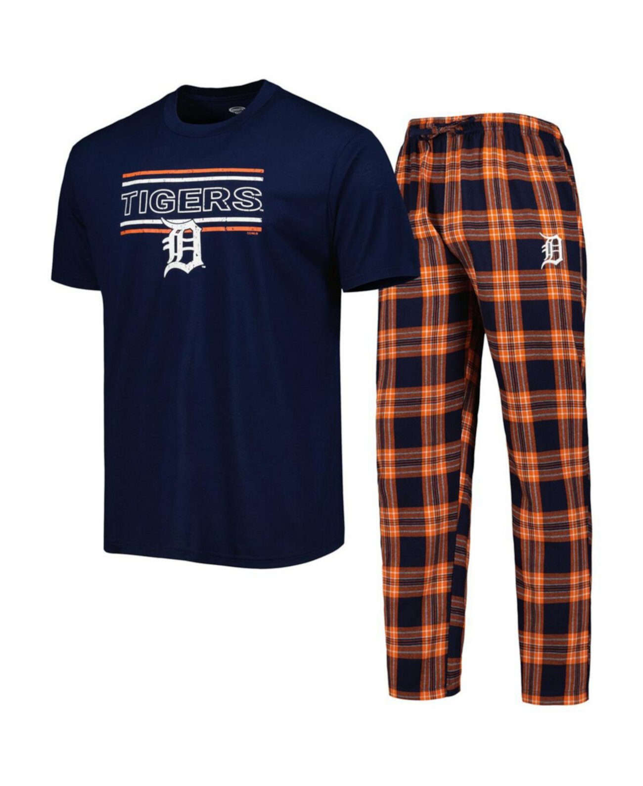 Мужской комплект для сна из футболки и брюк темно-синего с оранжевым значком Detroit Tigers Badge Concepts Sport