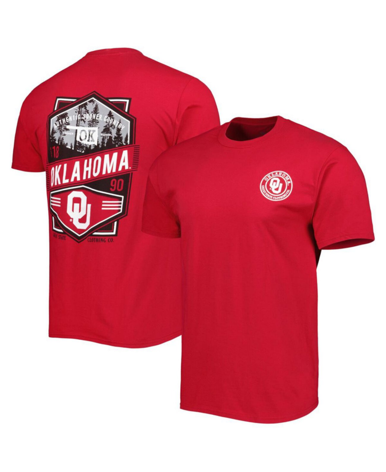 Мужская футболка Crimson Oklahoma Sooners с двойным бриллиантовым гербом Great State Clothing