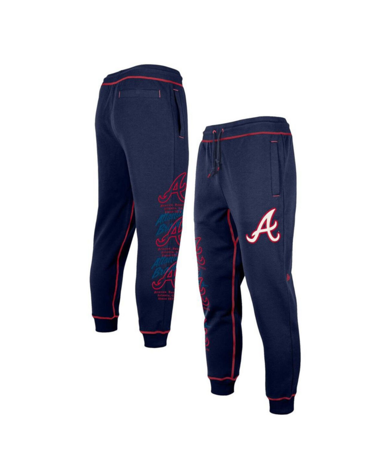 Мужские джоггеры Atlanta Braves Team Split с контрастной строчкой New Era