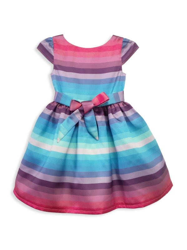Полосатое платье трапециевидной формы с бантом для маленьких девочек и девочек Joe-Ella