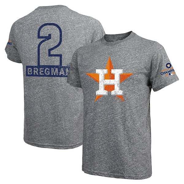 Мужские Majestic Threads Alex Bregman Heather Grey Houston Astros 2022 World Series Champions Name &amp; Футболка Number Tri-Blend Majestic