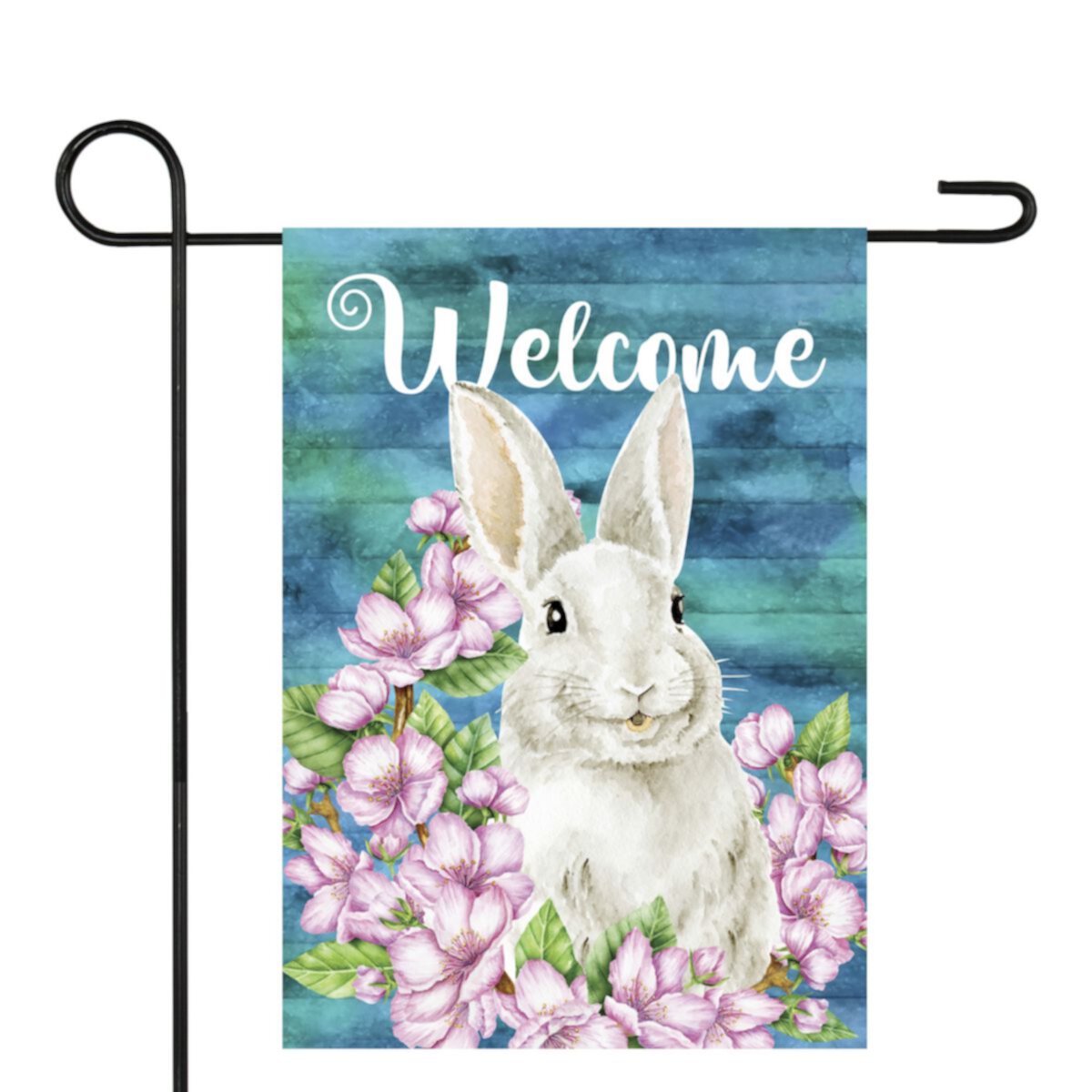 Welcome Bunny Floral Spring Outdoor Garden Flag 12.5&#34; x 18&#34; Christmas Central