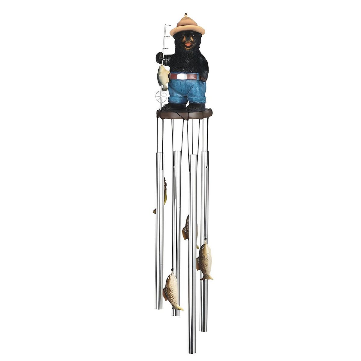 FC Design 23&#34; Long Fishing Bear Round Top Wind Chime Perfect Gifts for Holiday F.C Design