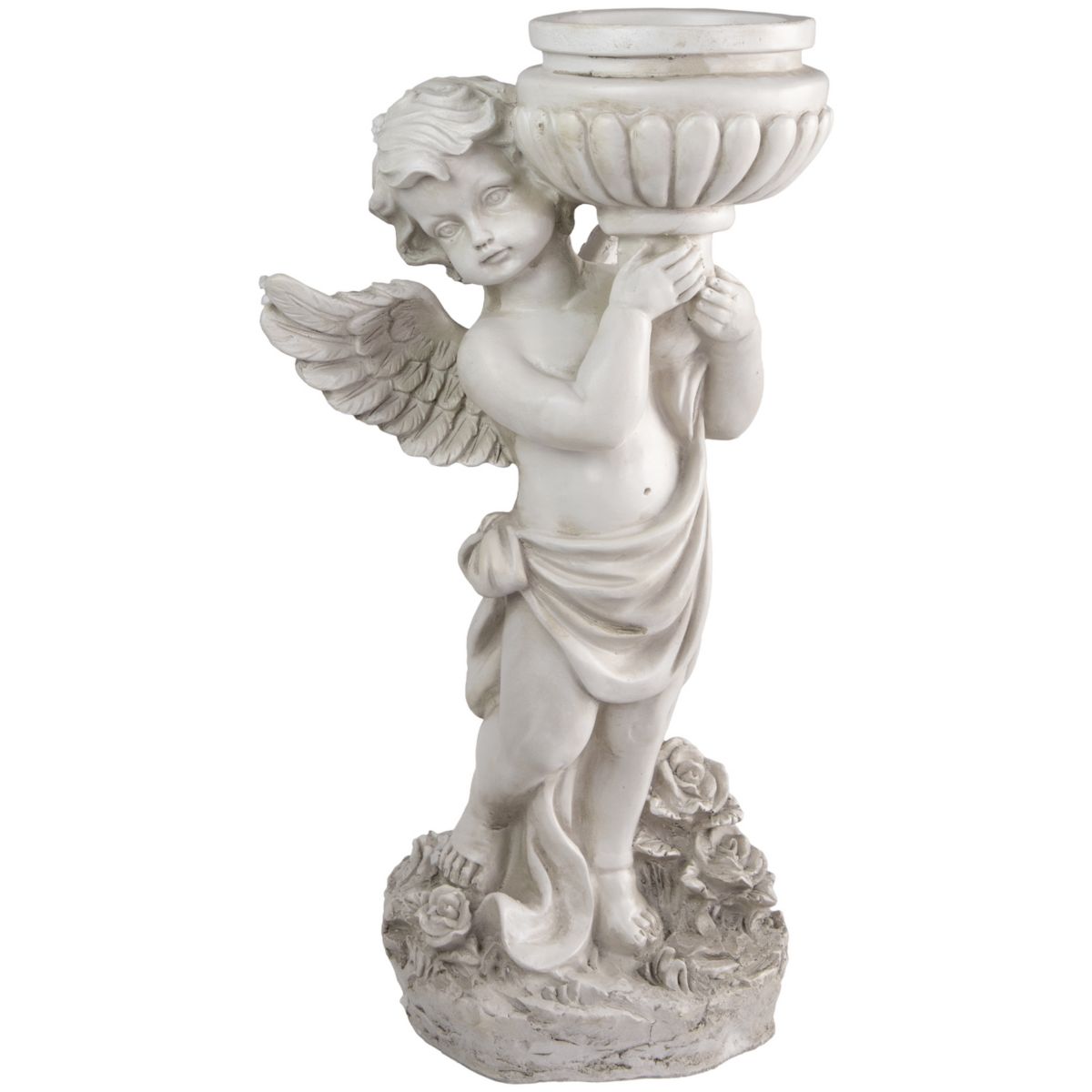 17.5&#34; Cherub Angel Bird Bath Outdoor Garden Statue Christmas Central