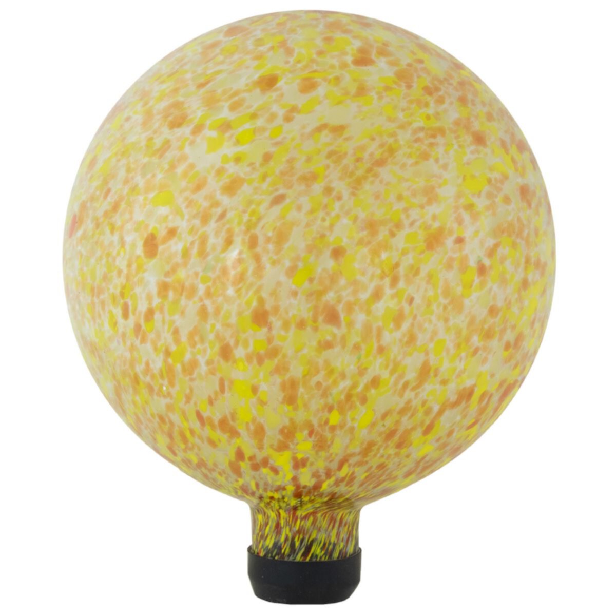 10&#34; Orange and Yellow Speckled Glass Outdoor Garden Gazing Ball Christmas Central