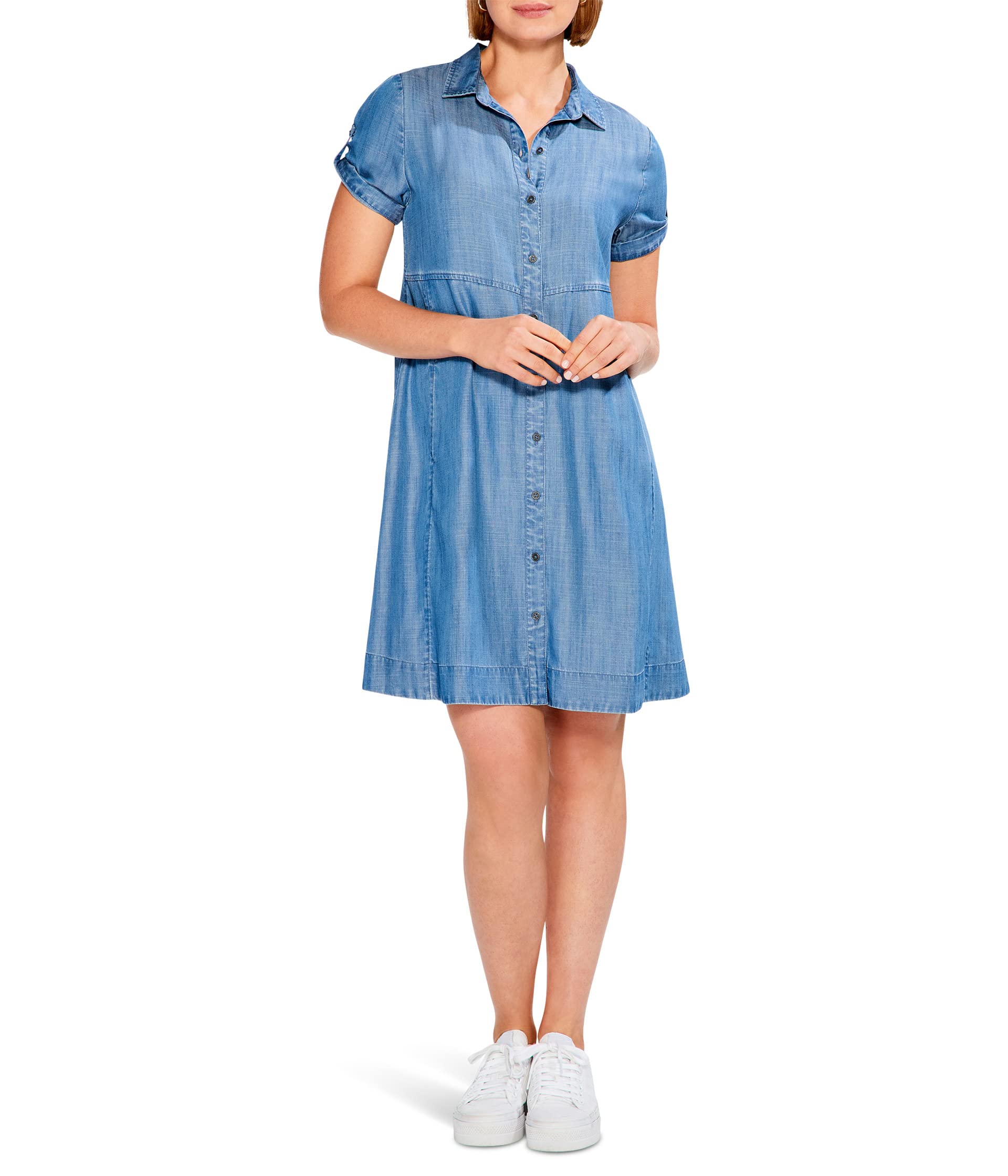 Джинсовое платье-рубашка Petite с драпировкой NIC+ZOE