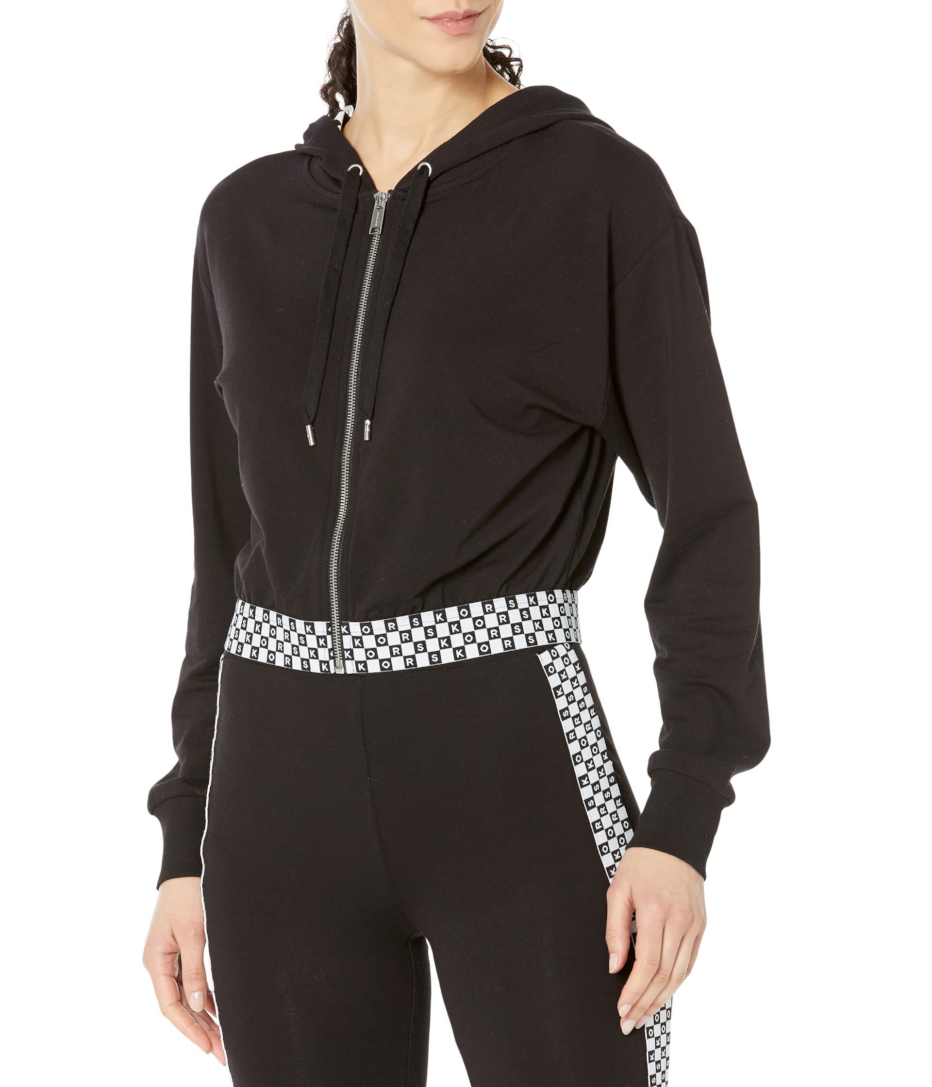 Женская Толстовка MICHAEL Michael Kors Checker Crop Zip-Up MICHAEL Michael Kors