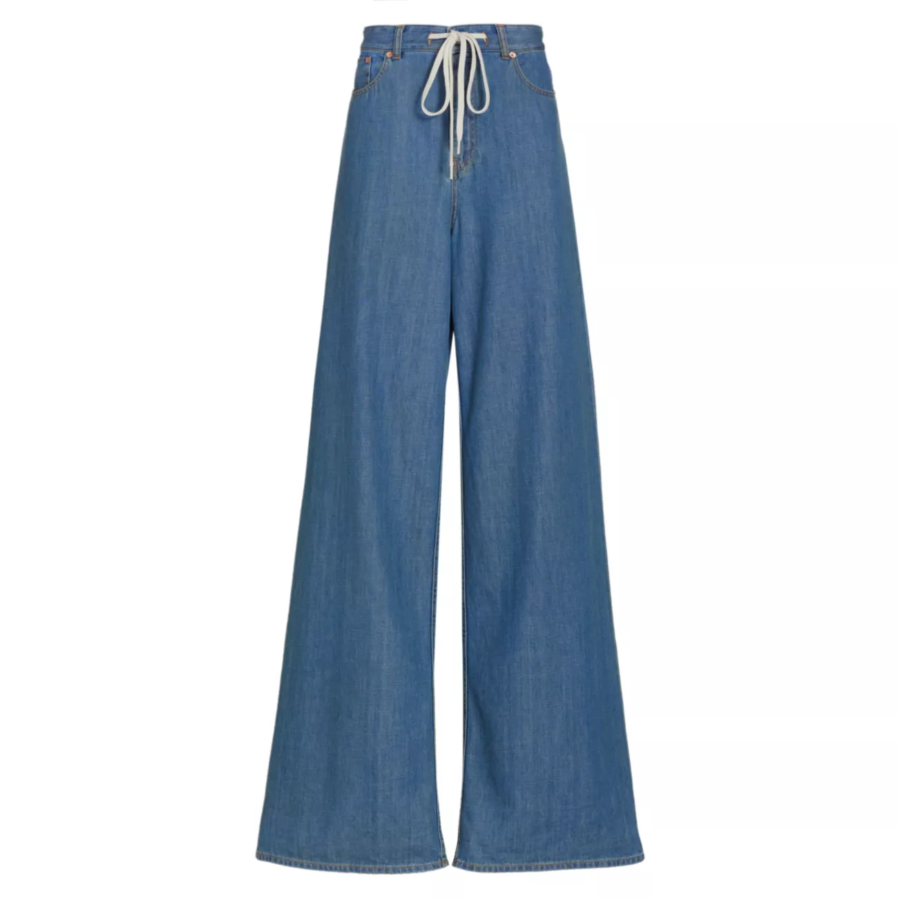 Широкие джинсы с высокой посадкой и завязками на талии MM6 Maison Margiela