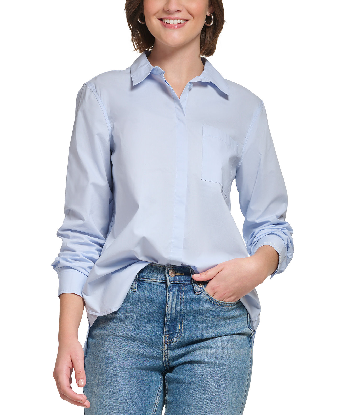 Женская рубашка на пуговицах с вышитым логотипом Calvin Klein