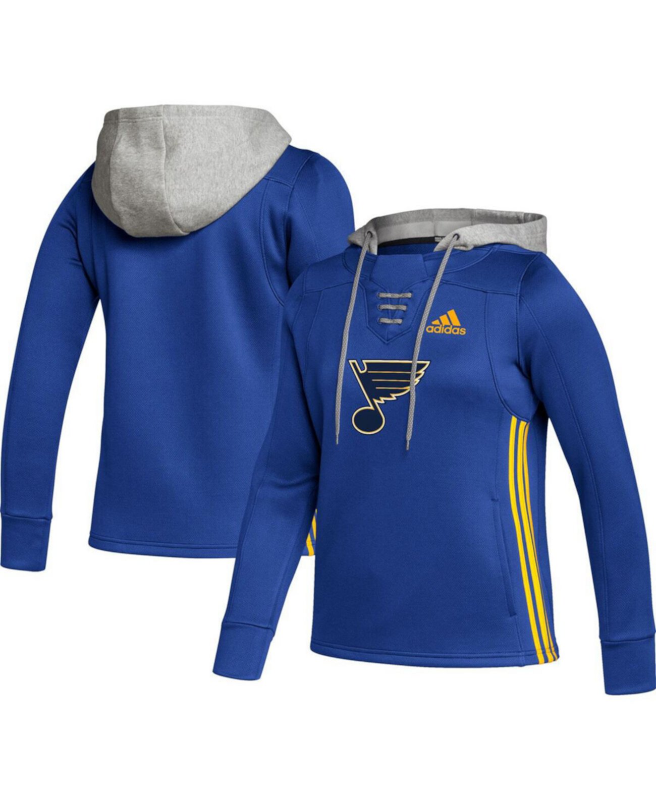 Женский синий пуловер с капюшоном St. Louis Blues Skate Lace Team Adidas