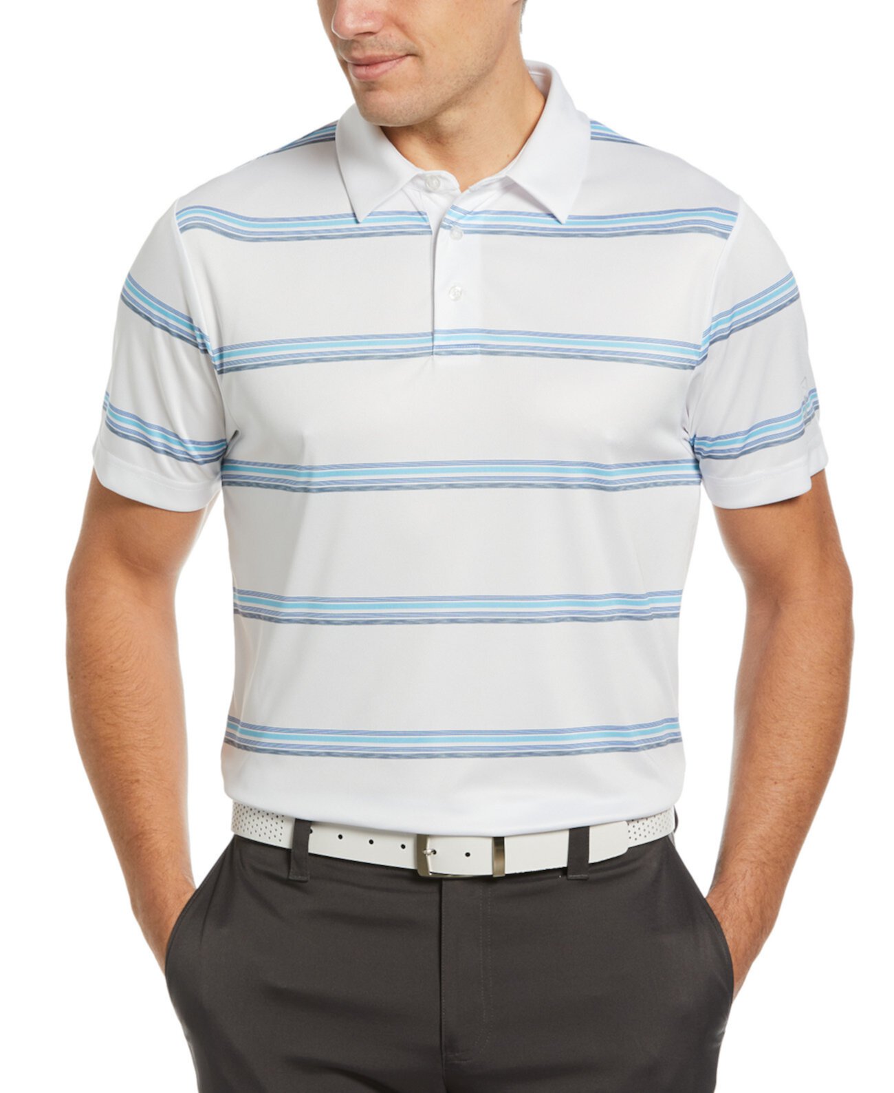 Мужская рубашка-поло с короткими рукавами в полоску Space Dye Stripe PGA TOUR