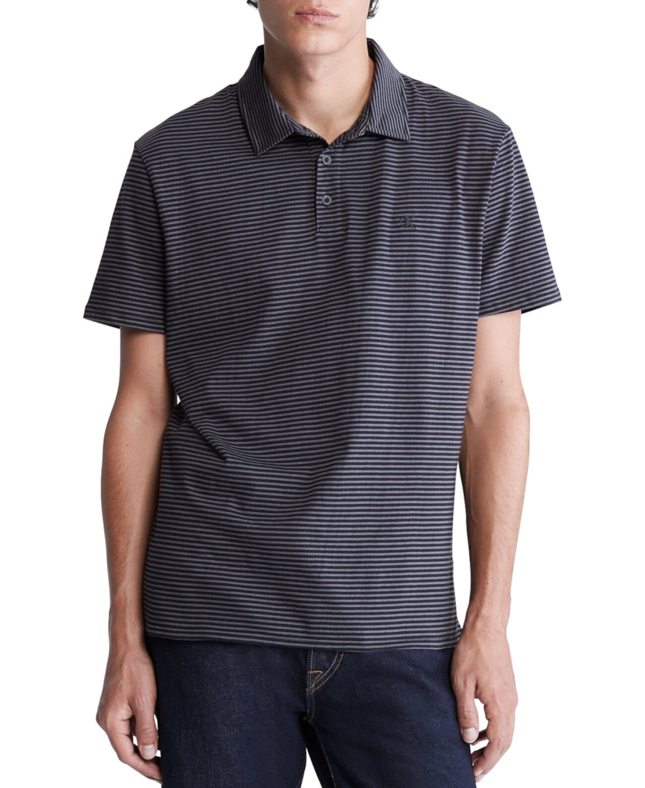 Мужская футболка-поло в полоску с монограммой и логотипом Calvin Klein
