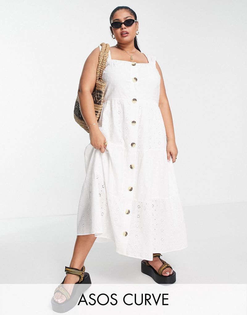 Женское платье средней длины ASOS DESIGN Curve в белом цвете ASOS Curve