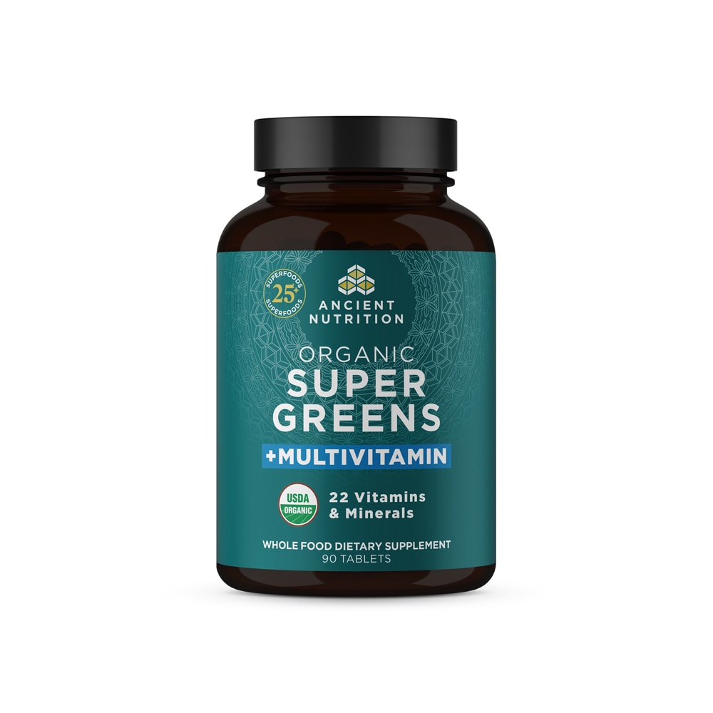 Organic SuperGreens + Multivitamins -- 90 Tablets (Таблетки) Ancient Nutrition