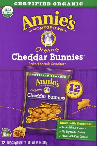 Запеченные крекеры Annie's Cheddar Bunnies, 12 пакетиков Annie's