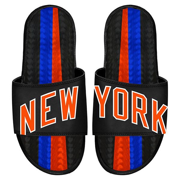 Новейшие сандалии ISlide Black New York Knicks 2022/23 City Edition с амортизирующей подошвой ISlide