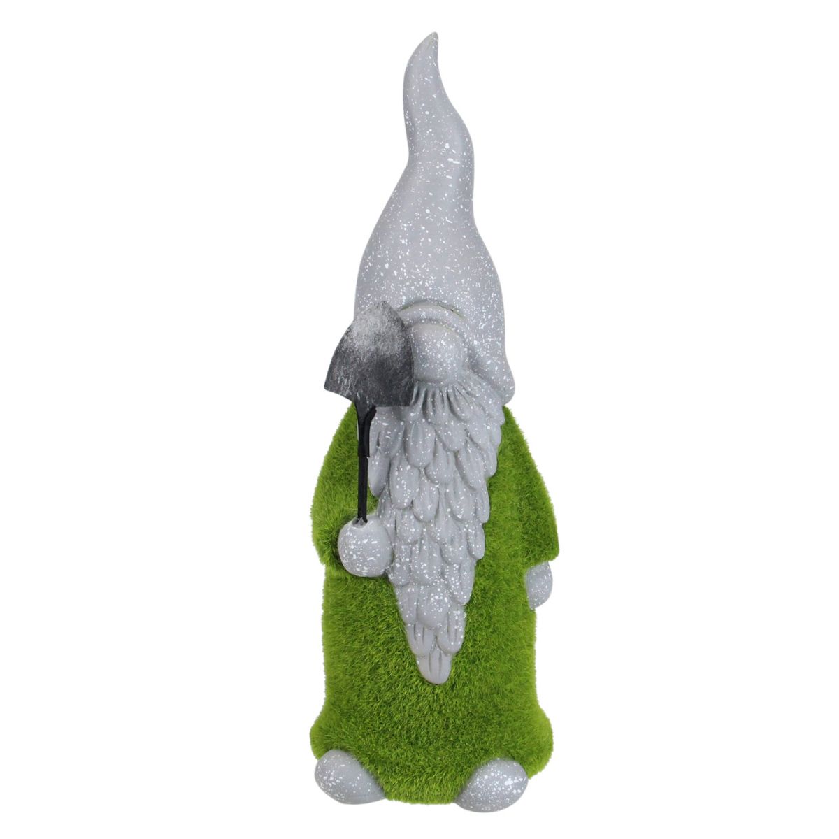 14" Faux Moss Covered Gnome with Shovel Outdoor Garden Statue Christmas Central