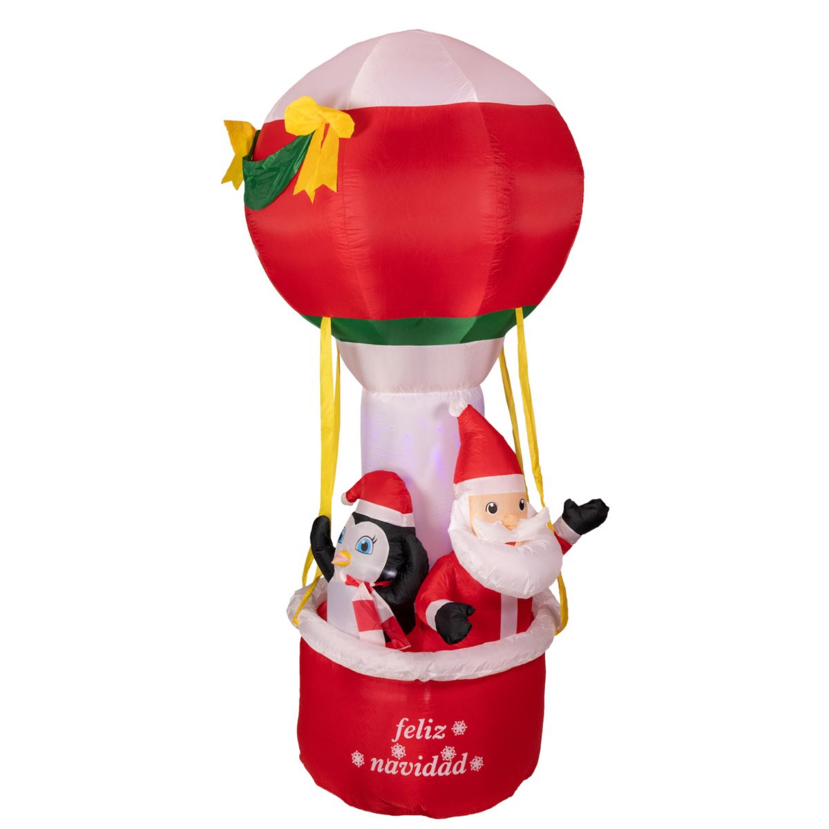 8' Lighted Inflatable Feliz Navidad Hot Air Balloon Outdoor Christmas Decoration Christmas Central