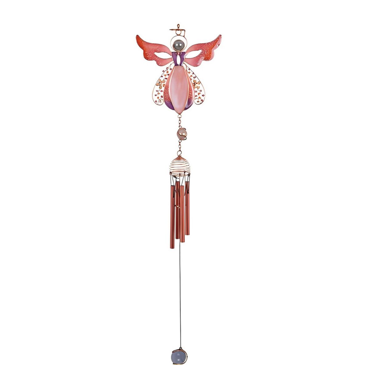 FC Design 27" Long Pink Angel Gem Wind Chime Garden Patio Decoration Perfect Gifts for Holiday F.C Design