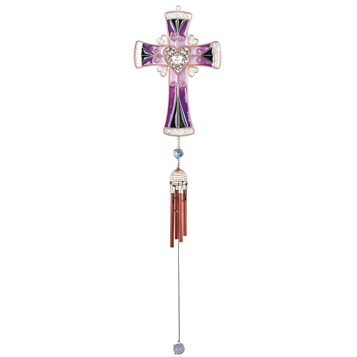 FC Design 30" Long Purple Cross Wind Chime with Copper Gem Perfect Gifts for Holiday F.C Design