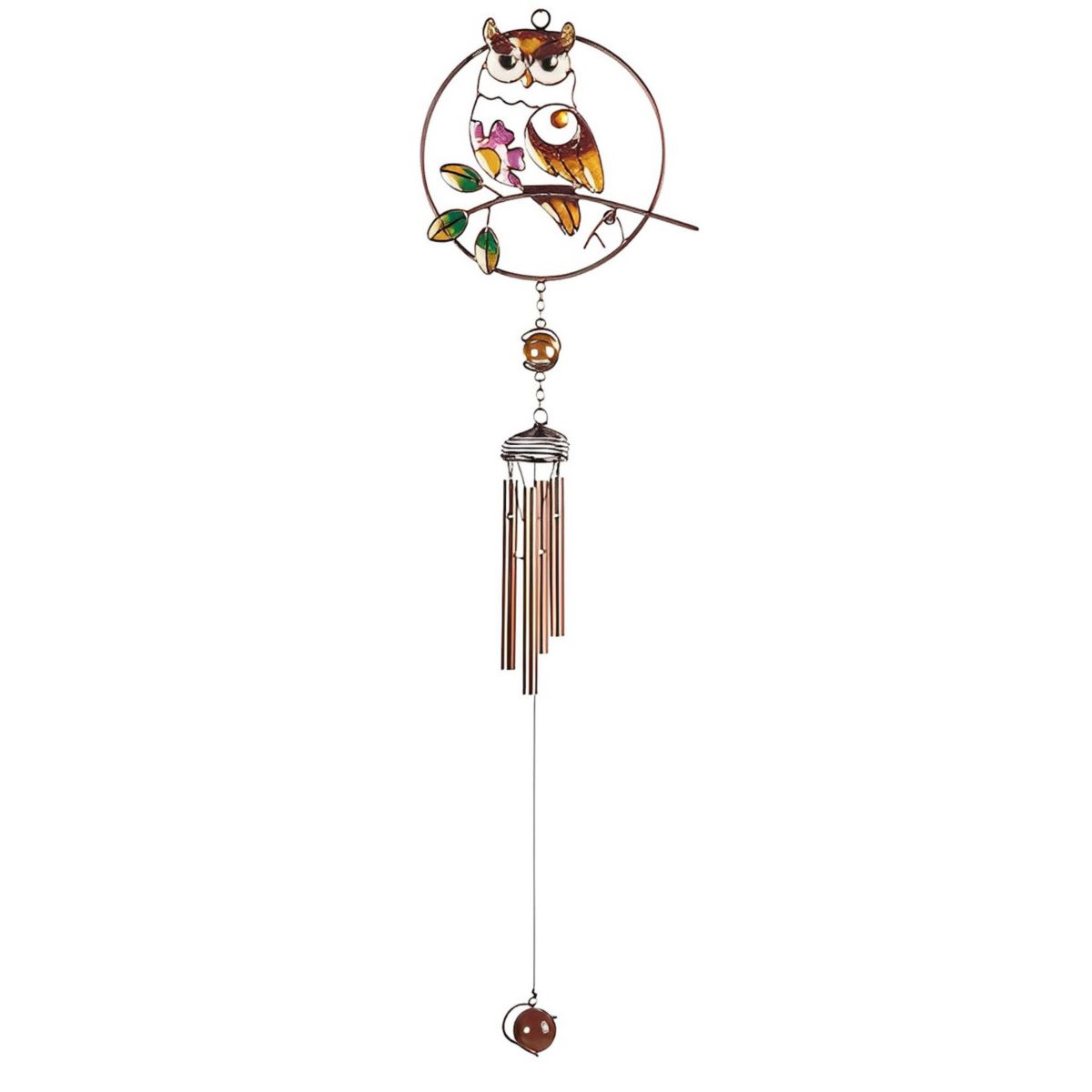 FC Design 28" Long Owl Wind Chime with Gem Garden Patio Decoration Perfect Gifts for Holiday F.C Design