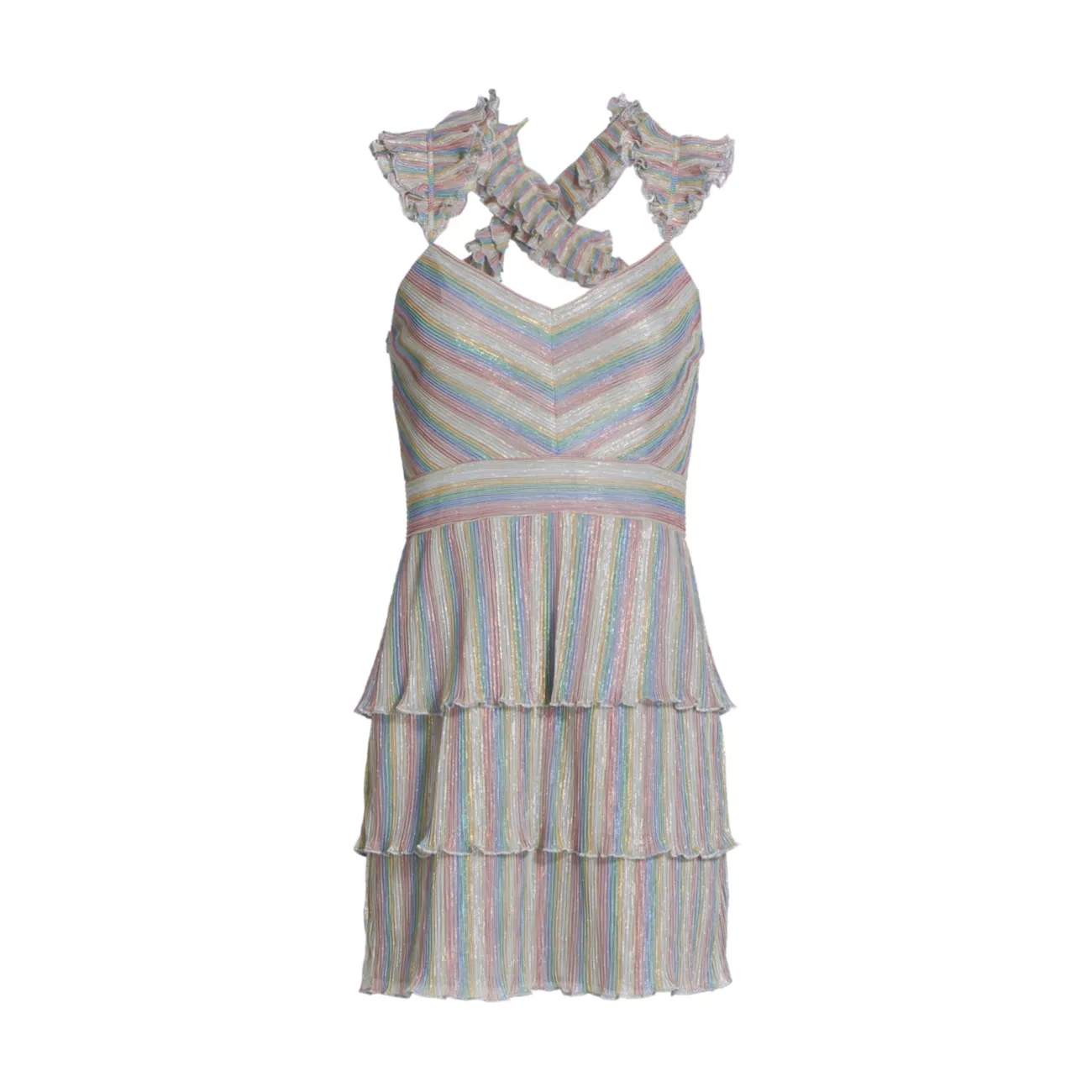 Мини-платье с рюшами и складками в полоску Candy Stripe SAYLOR