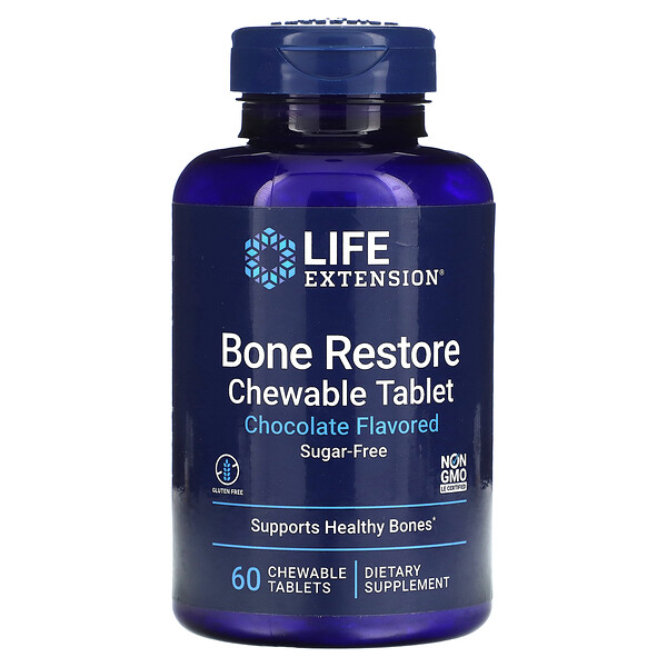 Bone Restore, Sugar-Free, Chocolate, 60 Chewable Tablets Life Extension