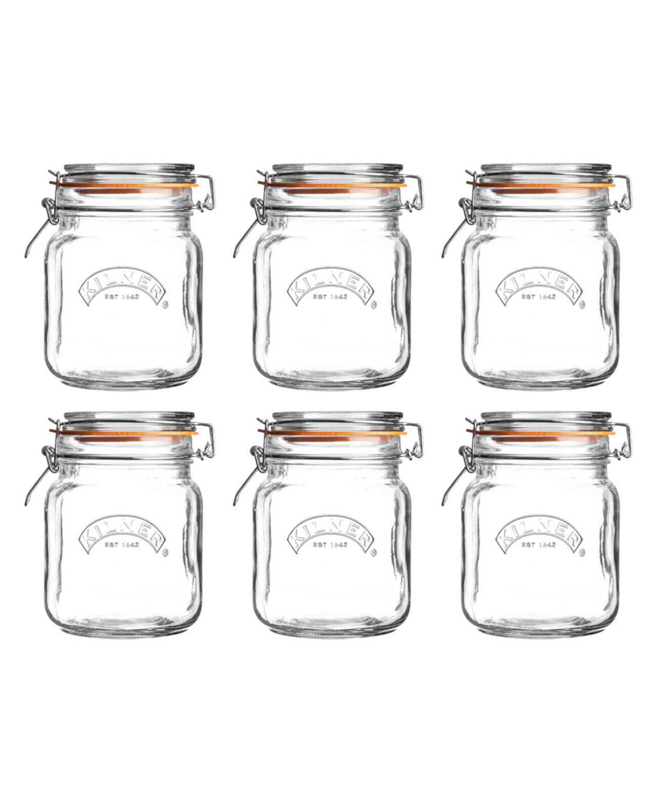 Баночка с квадратным зажимом, 34 унции, набор из 6 шт. Kilner