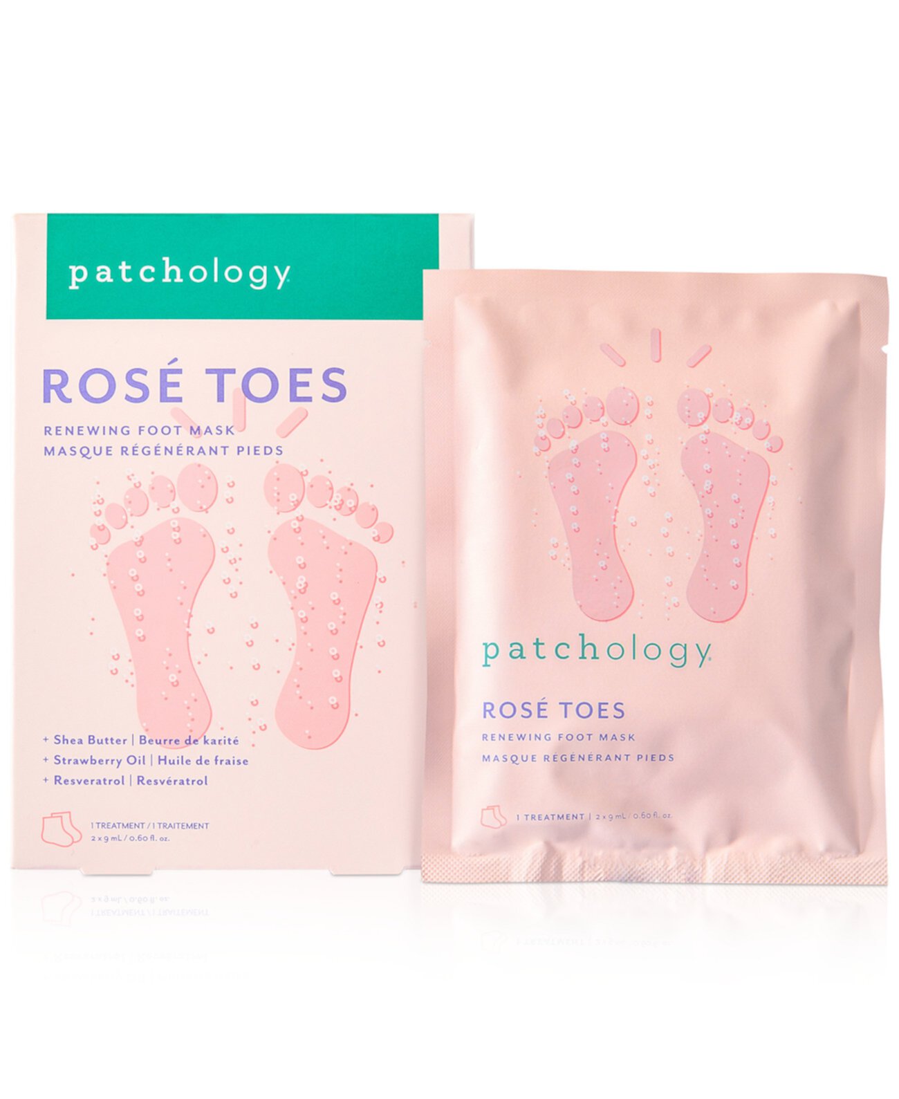 Обновляющая маска для ног Rosé Toes Patchology