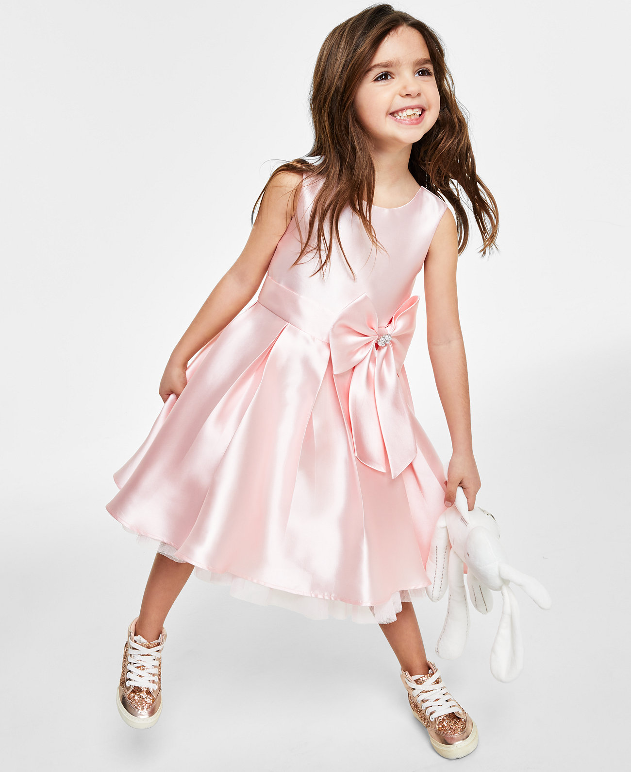Атласное платье с бантом для девочек Little & Toddler Rare Editions
