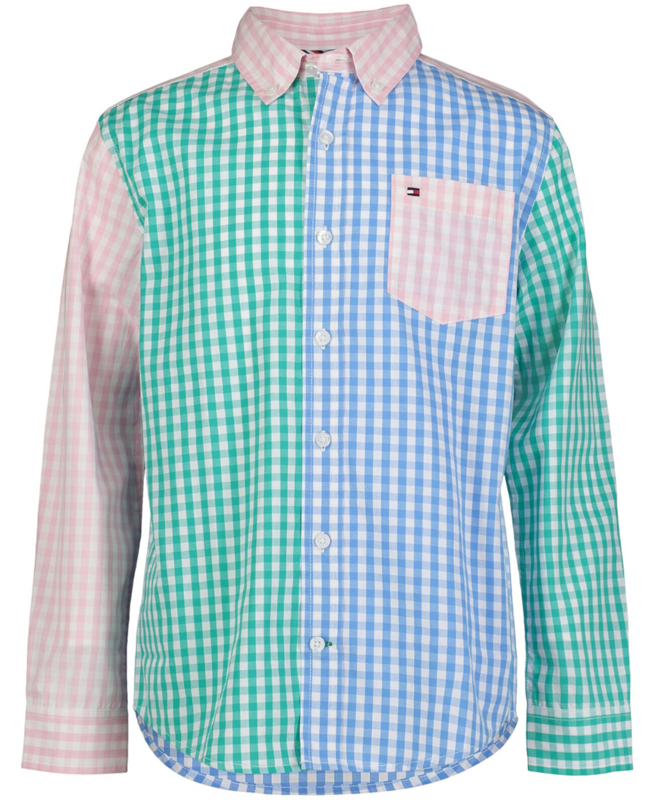 Разноцветная рубашка в мелкую клетку с длинными рукавами Big Boys Tommy Hilfiger