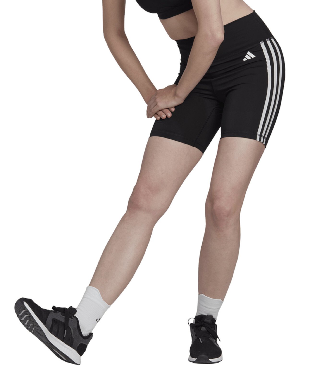 Женские короткие леггинсы с высокой талией и тремя полосками Training Essentials Adidas