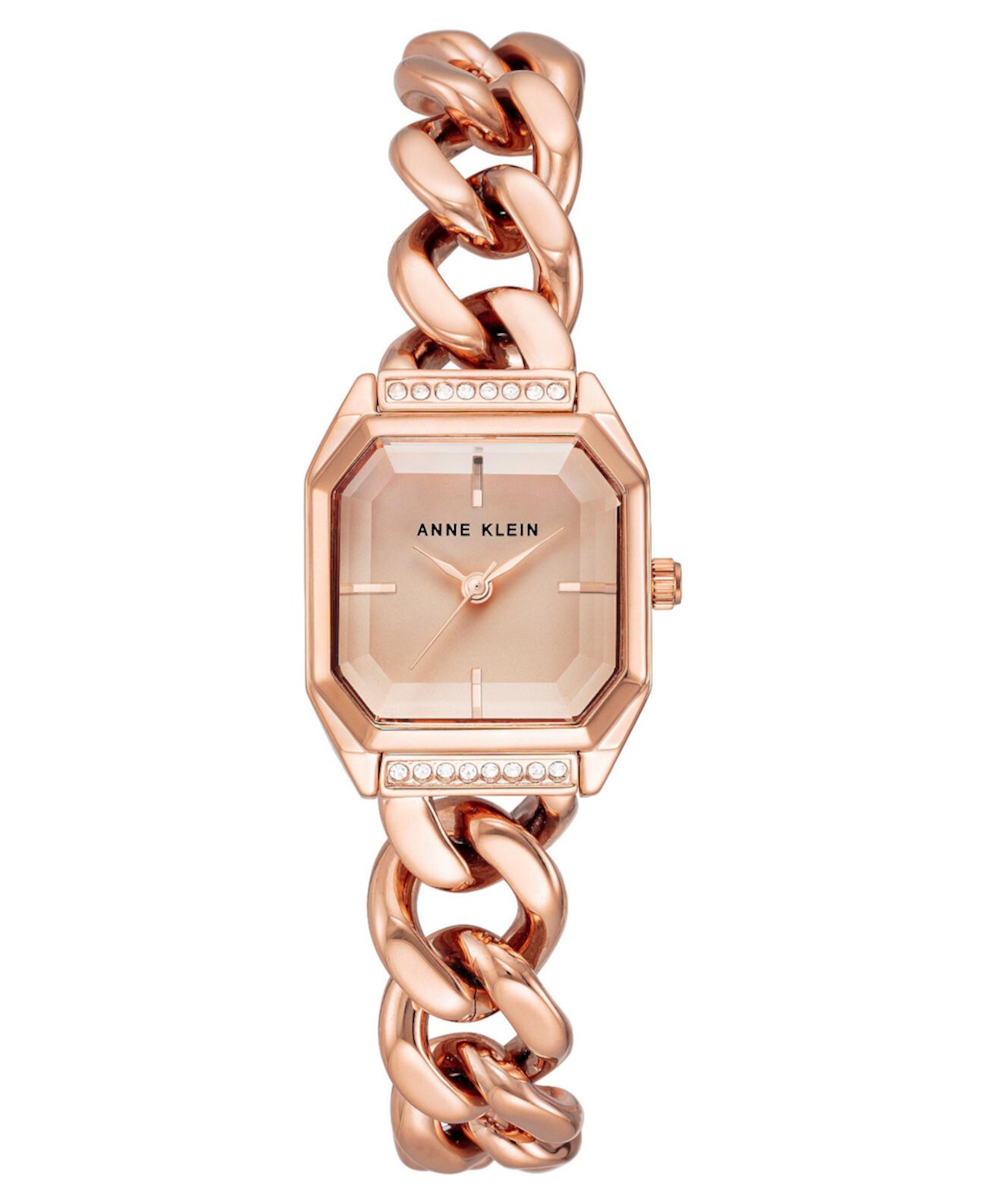 Женские кварцевые часы-браслет-цепочка с тремя стрелками из сплава цвета розового золота, 23 мм Anne Klein