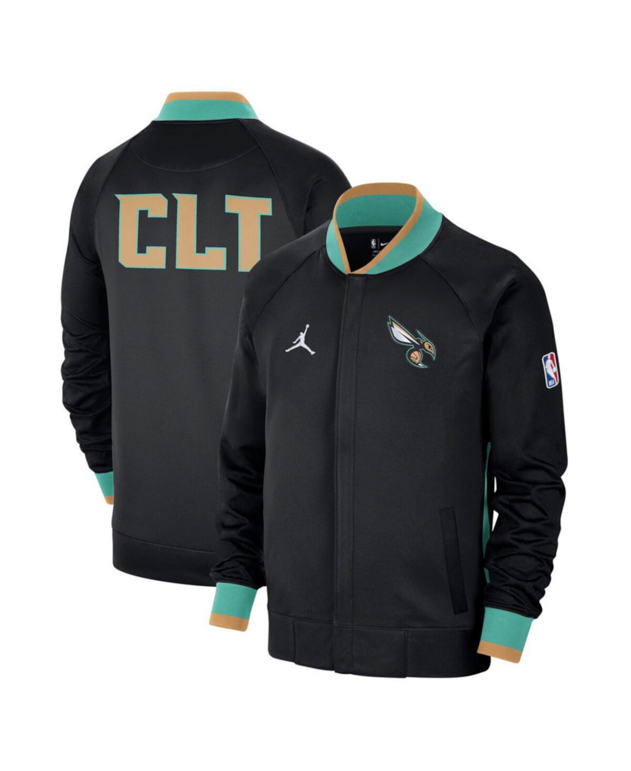 Мужская черная, мятная куртка Charlotte Hornets 2022/23 City Edition Showtime Thermaflex с молнией во всю длину Jordan