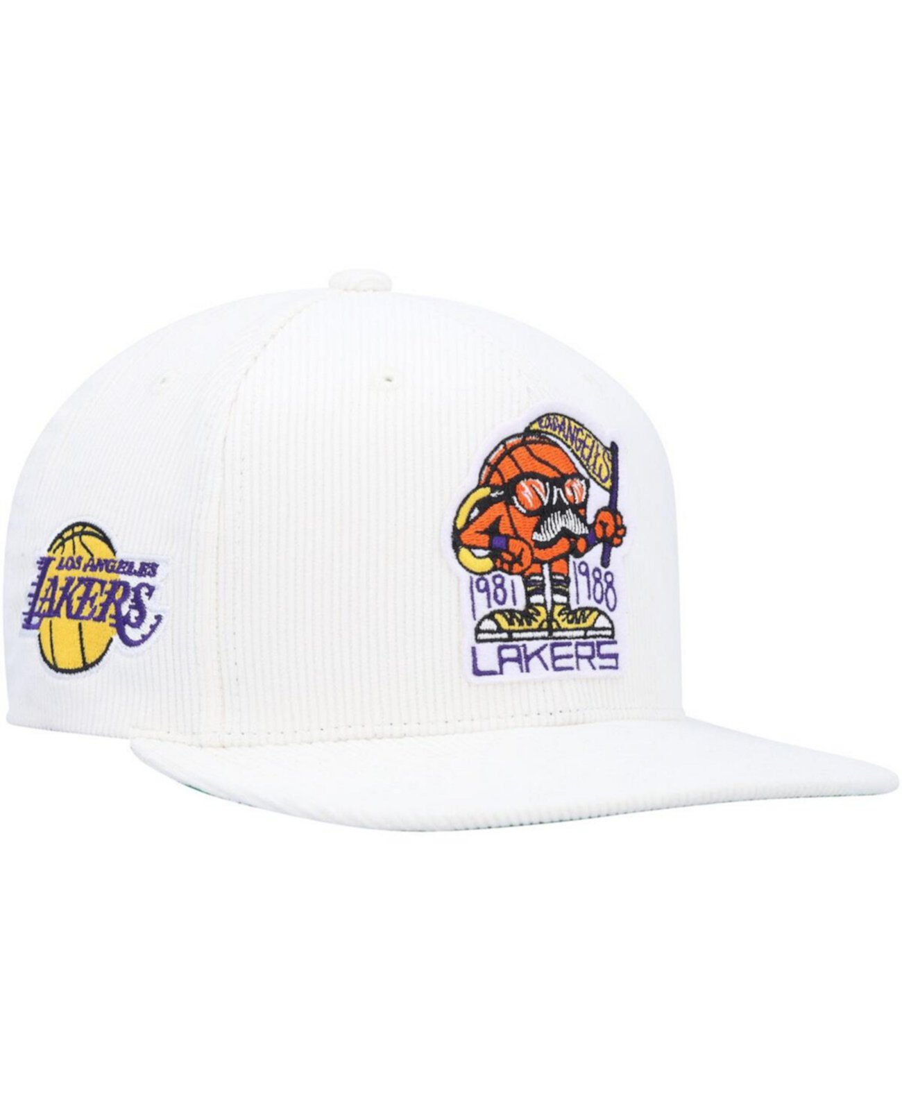 Мужская белая вельветовая кепка Snapback Los Angeles Lakers Kurt Rambis с регулируемой регулировкой Mitchell & Ness