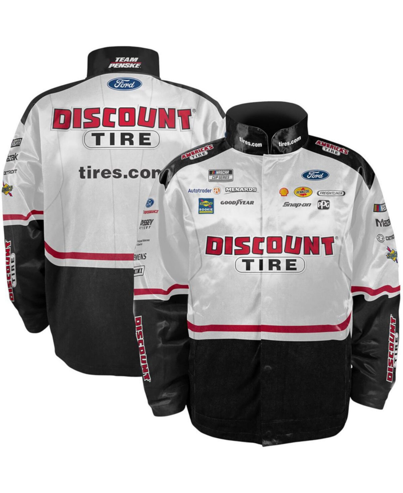 Мужская белая, черная куртка Austin Cindric Discount Tire Nylon Uniform Full-Snap Team Penske