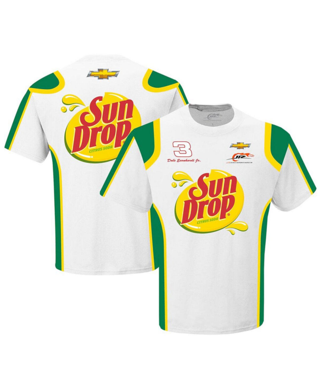 Мужское Джерси JR Motorsports Official Team Apparel Sun Drop Uniform Т-Shirt JR Motorsports Official Team Apparel