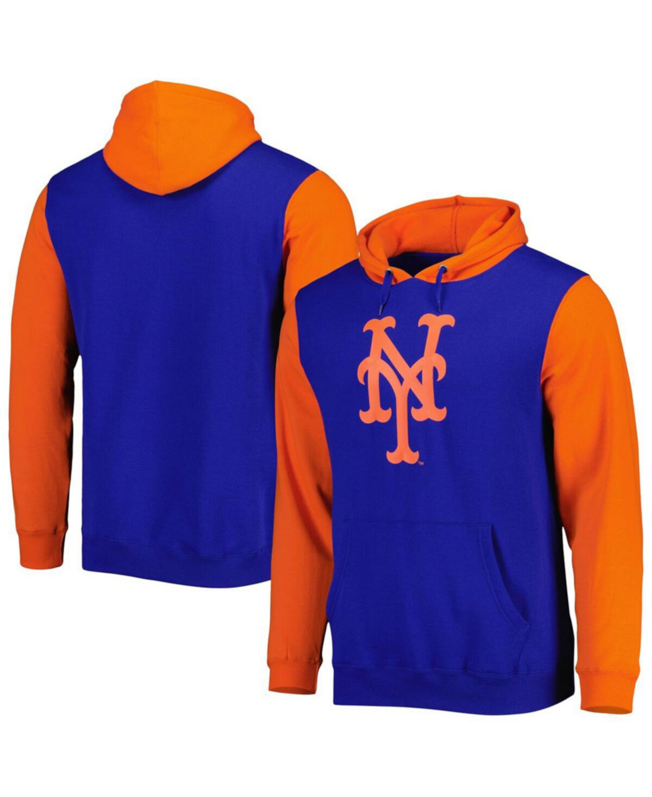 Мужская королевская, оранжевая толстовка с капюшоном New York Mets Team Stitches