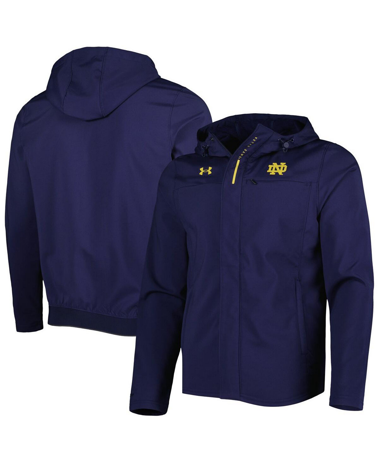 Темно-синяя мужская куртка Notre Dame Fighting Irish из ткани с молнией во всю длину Under Armour