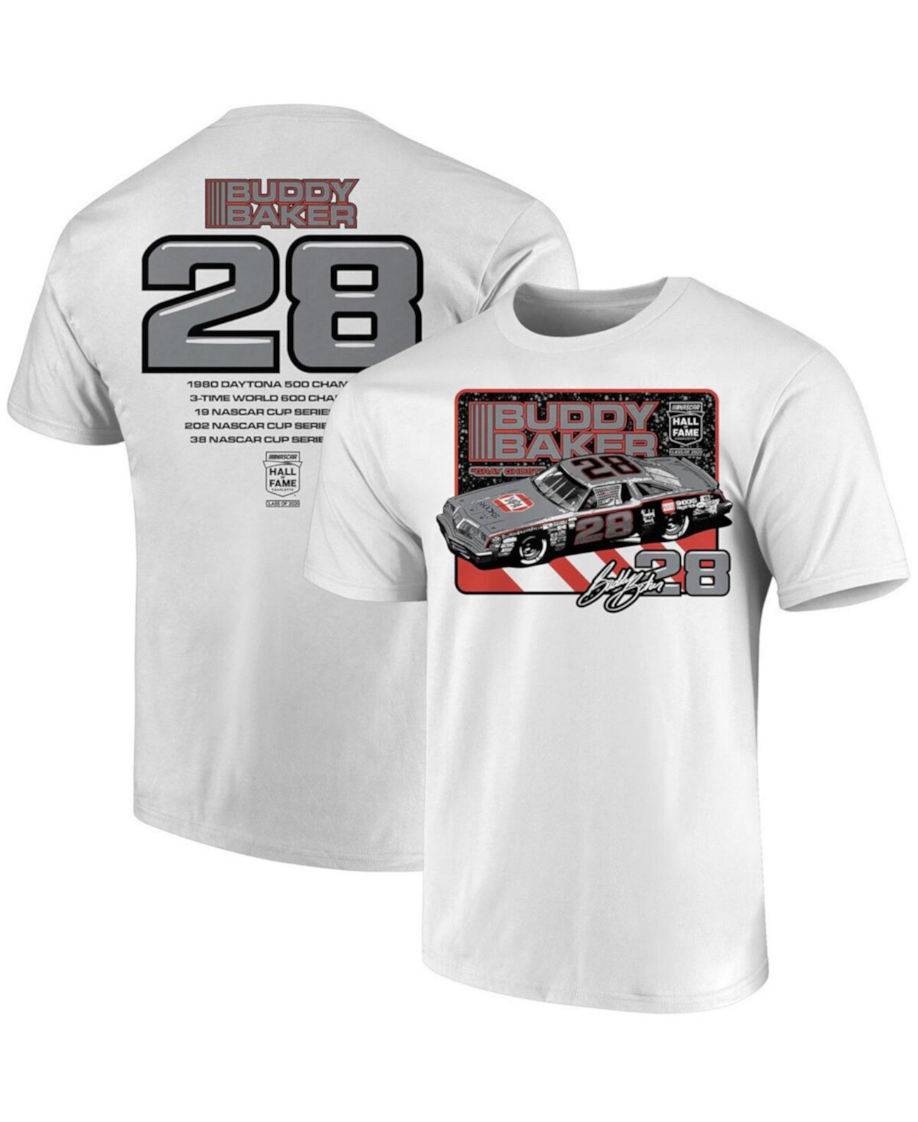 Мужская белая футболка Buddy Baker NASCAR Hall of Fame Class of 2020 Inductee SMI Properties