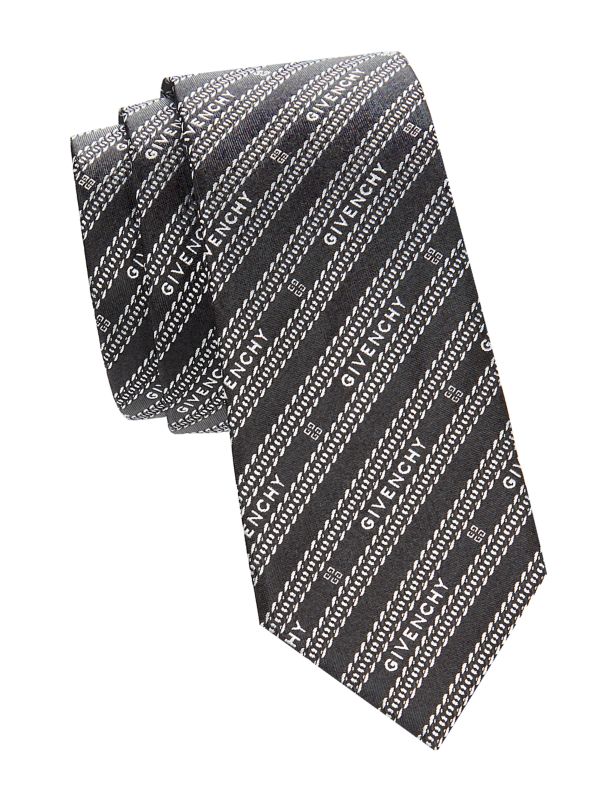 Полосатый шелковый галстук с логотипом Givenchy