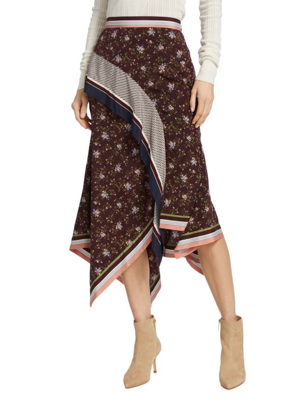 Асимметричная юбка миди с цветочным принтом Kandi VERONICA BEARD
