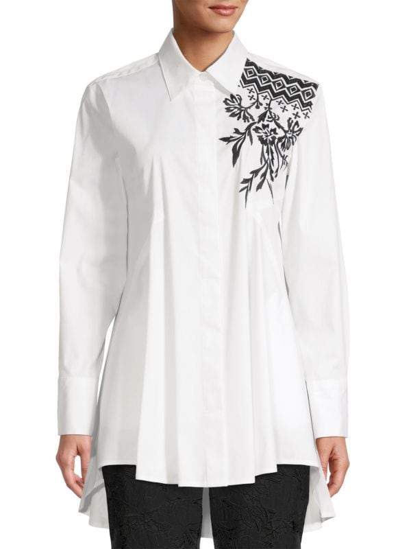 Вышитая рубашка с пуговицами спереди Donna Karan New York
