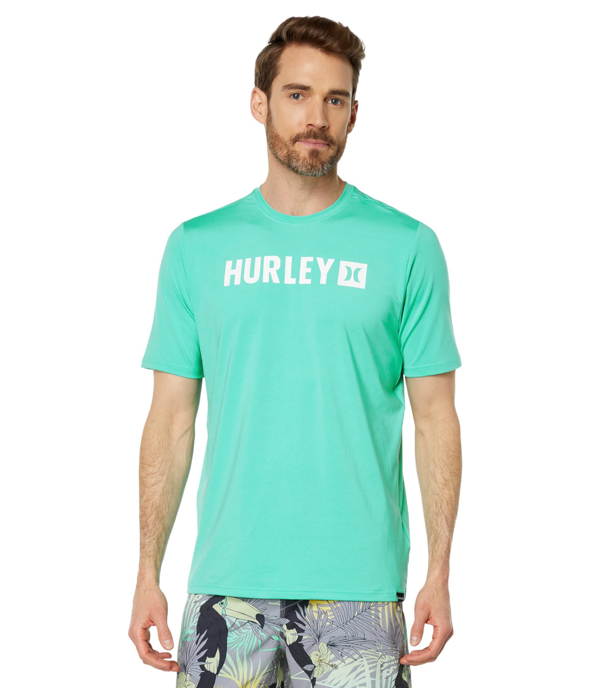 Футболка для серфинга Hurley Hybrid UPF с коротким рукавом, 90% полиэстер, регулярный крой Hurley