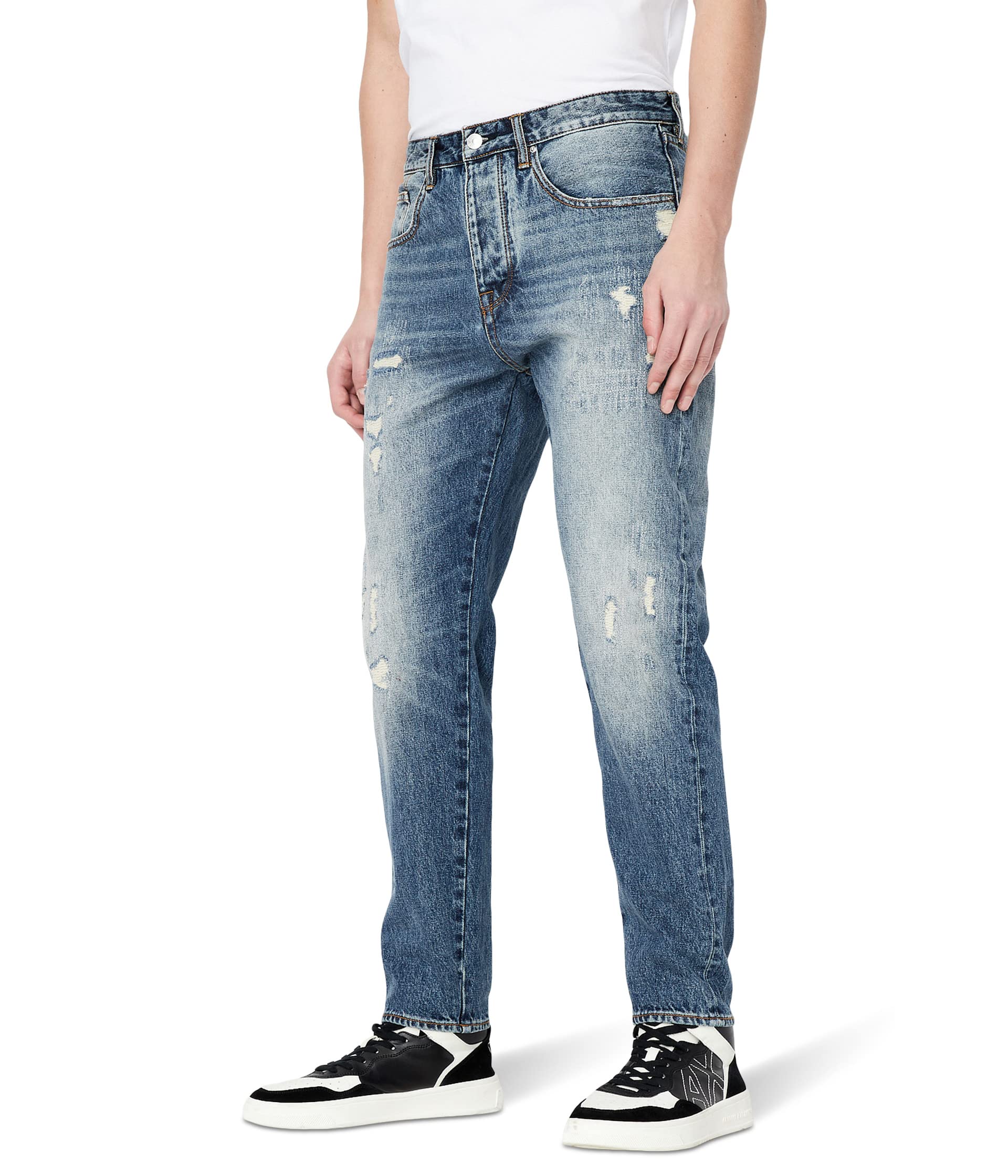 Узкие джинсы с потертостями AX ARMANI EXCHANGE для мужчин AX ARMANI EXCHANGE
