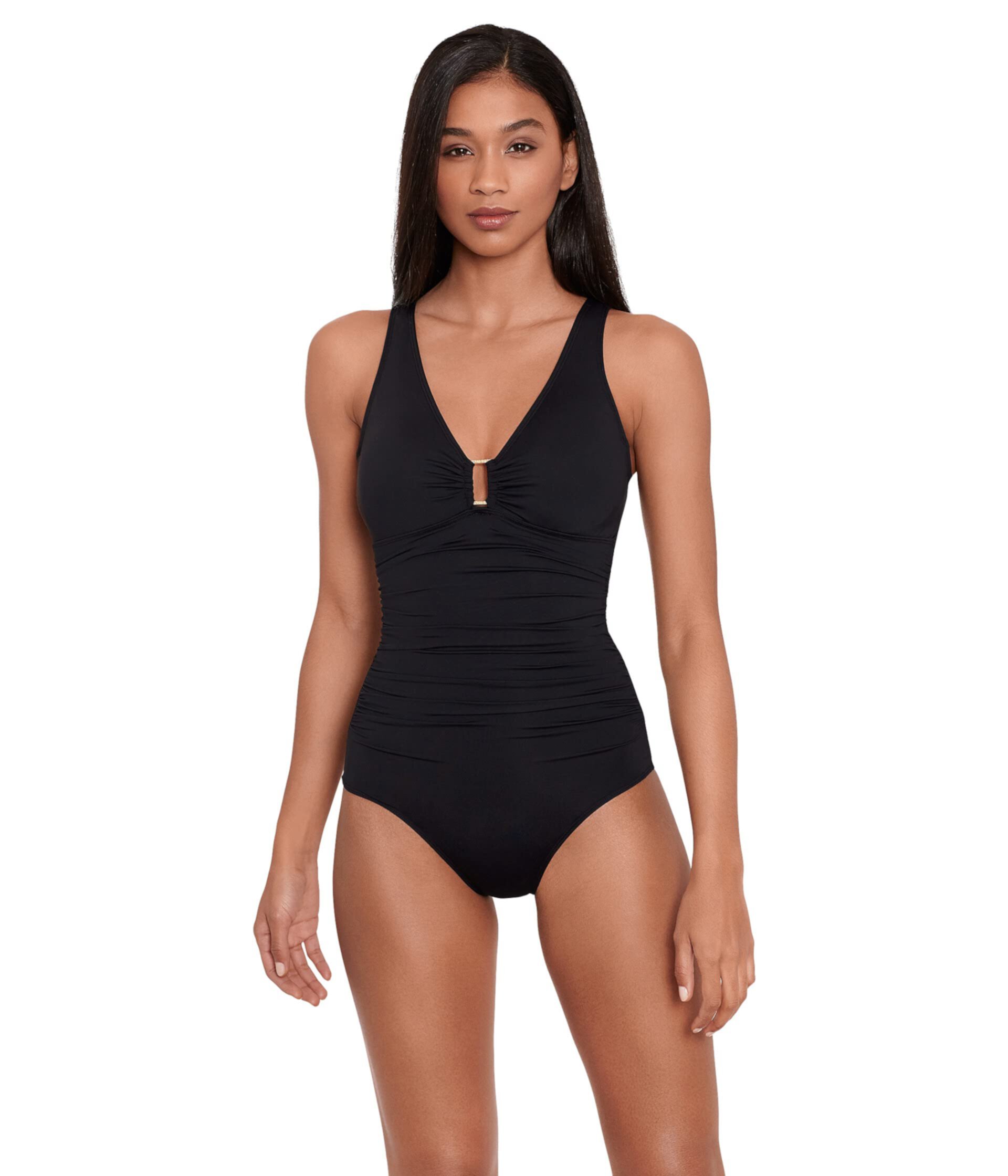 Beach Club Solids Ring Front Underwire One-Piece LAUREN Ralph Lauren