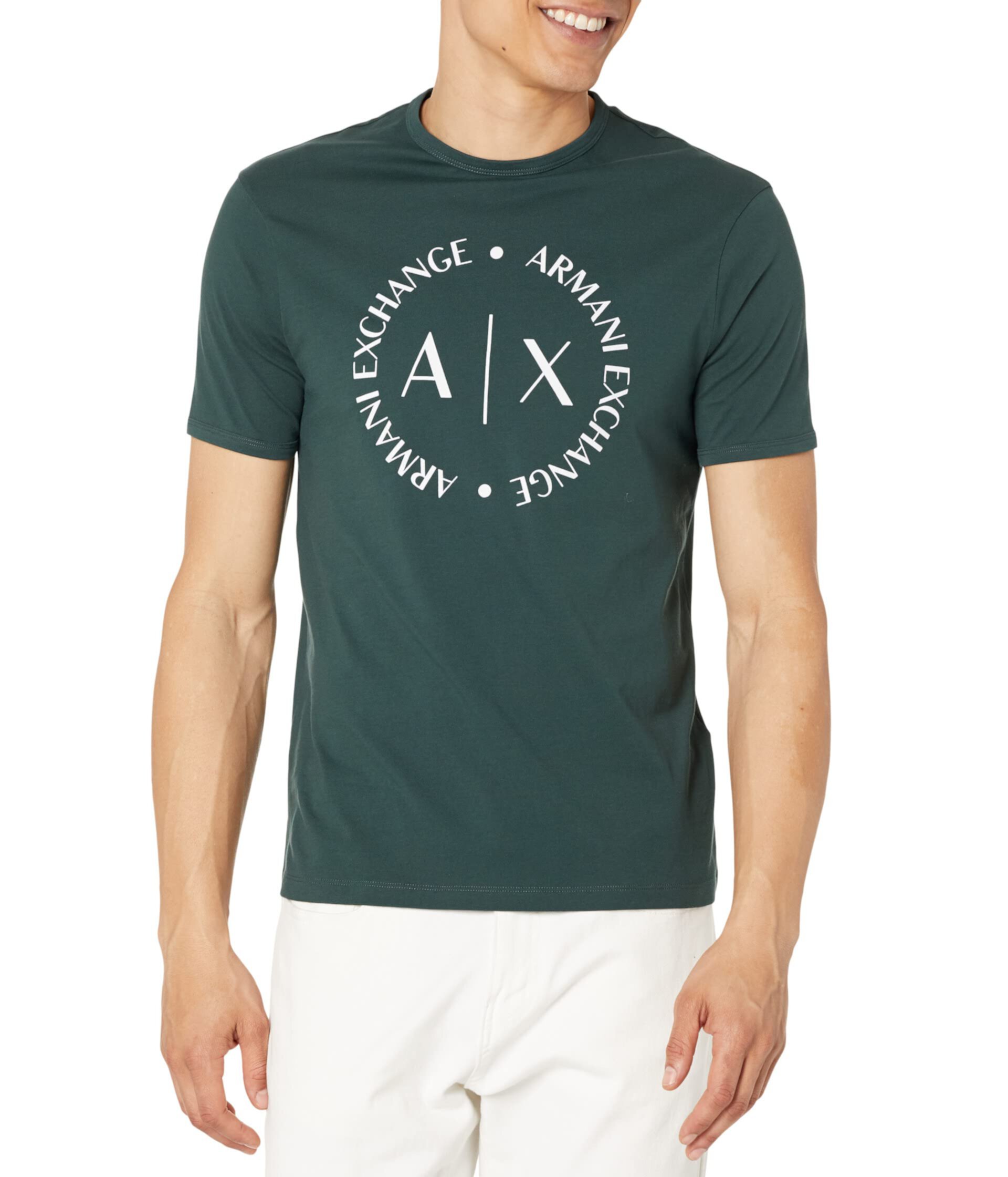 Мужская хлопковая футболка AX ARMANI EXCHANGE с логотипом AX ARMANI EXCHANGE