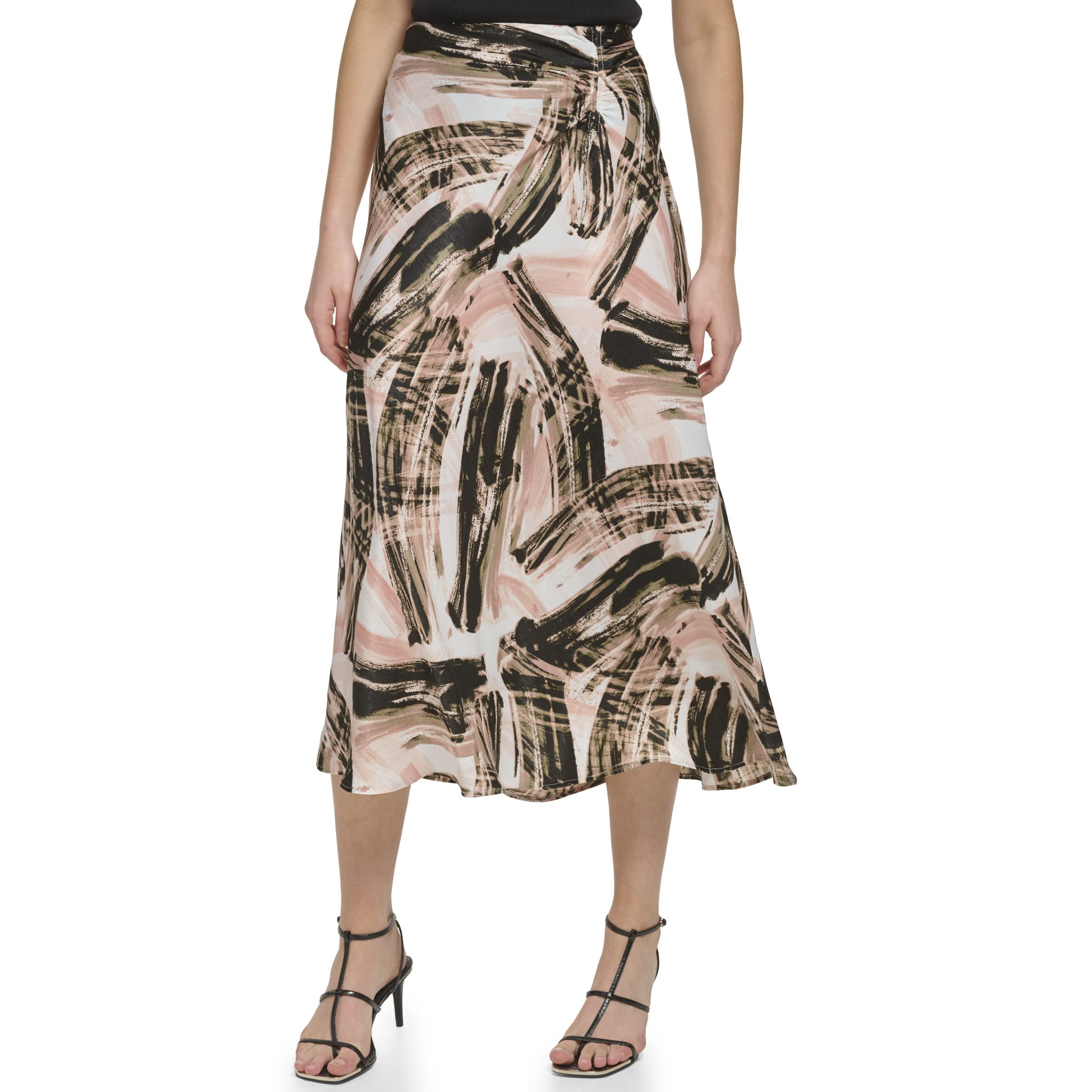 Макси-юбка с принтом и рюшами DKNY