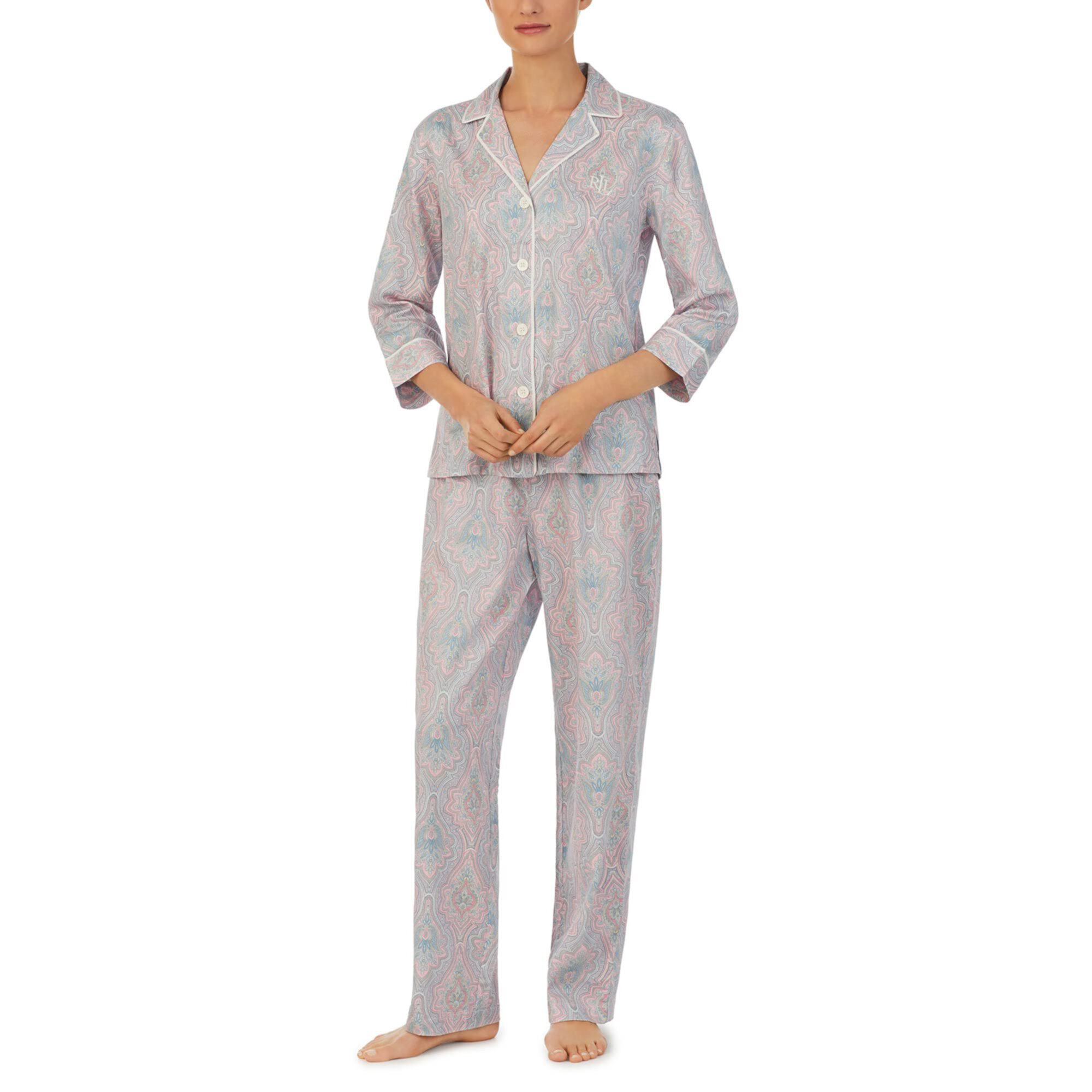 Сатиновый пижамный комплект с рукавами 3/4 Ralph Lauren