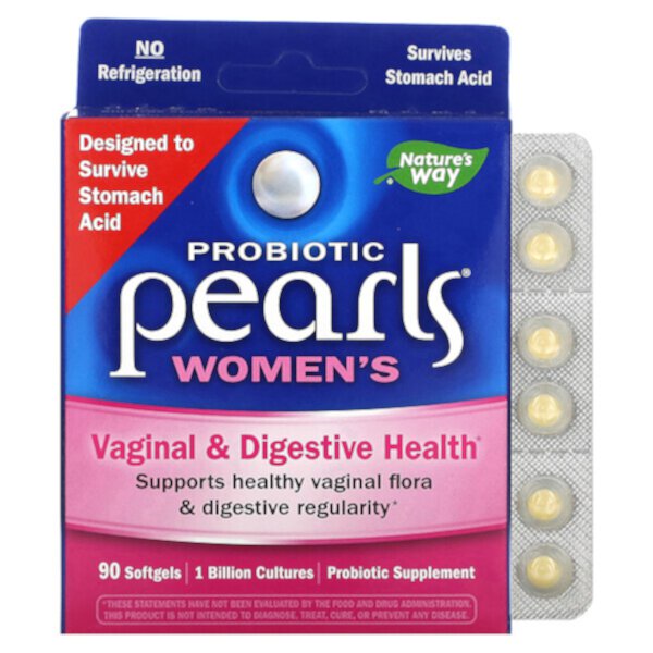 Probiotic Pearls для здоровья женщин, влагалища и пищеварения, 90 мягких таблеток Nature's Way